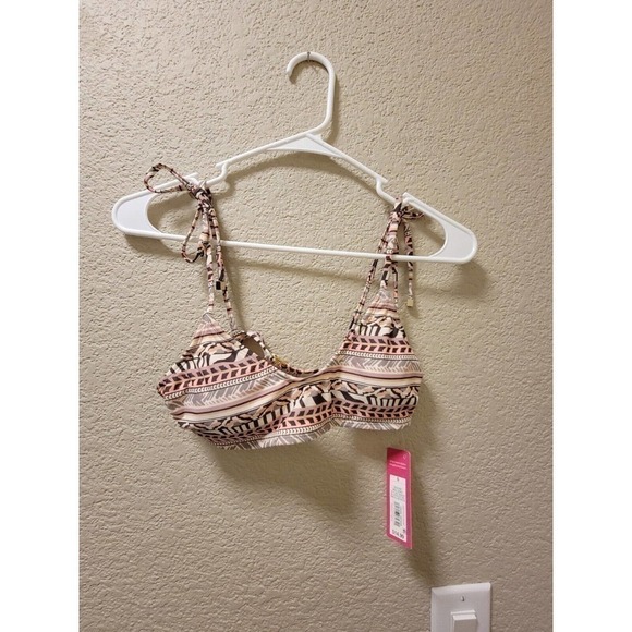 Xhilaration Swimsuit Top Aztec Print Juniors Bralette Bikini Shoulder Ties SZ S - Picture 1 of 4